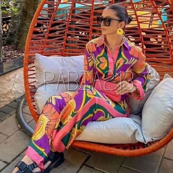 ZARA PRINTED PAJAMA-STYLE PANTS - Picture 3 of 16